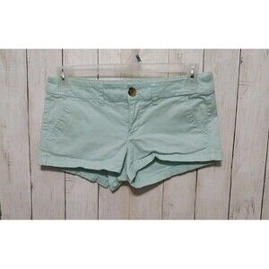American Eagle Mint Green Cotton Stretch Chino Shortie Shorts with Pockets SZ 6